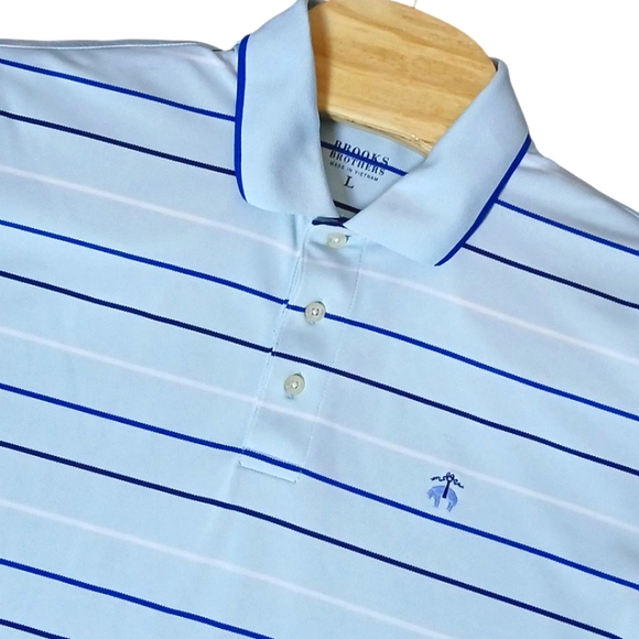 Brooks Brothers Stretch Performance Series Multi-Stripe Polo‎ Shirt Large - Picture 1 of 6